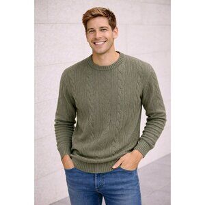 Raffi 100% Cashmere Cable Knit Sweater Mens  XL Sage Green